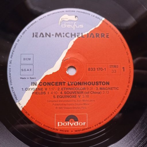 Jean Michel Jarre - In Concert (Houston / Lyon) LP (EX/EX) spanyol, 1987, gatefold