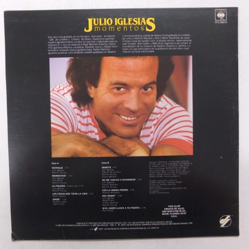 Julio Iglesias - Momentos LP (NM/VG+) CAN, 1982.
