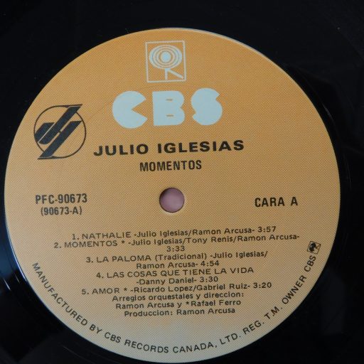 Julio Iglesias - Momentos LP (NM/VG+) CAN, 1982.