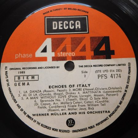 Werner Müller And His Orchestra - Echoes Of Italy LP (VG+) török