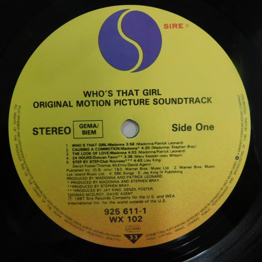 Madonna - Who's That Girl (Original Motion Picture Soundtrack) LP (VG/G) GER.