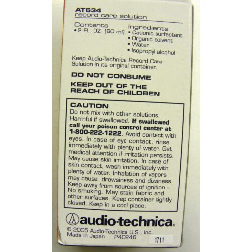 Audio-Technica AT634a lemeztisztító folyadék 60ml (AT6012-es tisztítószetthez) - Kifutó áru