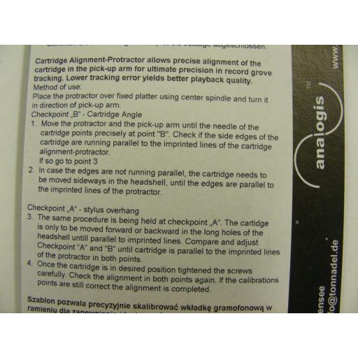 Hangkar / hangszedő beállító sablon - Analogis Just 1