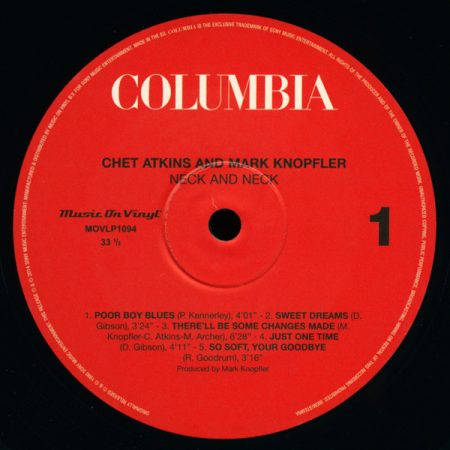 Chet Atkins and Mark Knopfler - Neck and Neck LP (NM, borító nélkül) EUR. 2014.