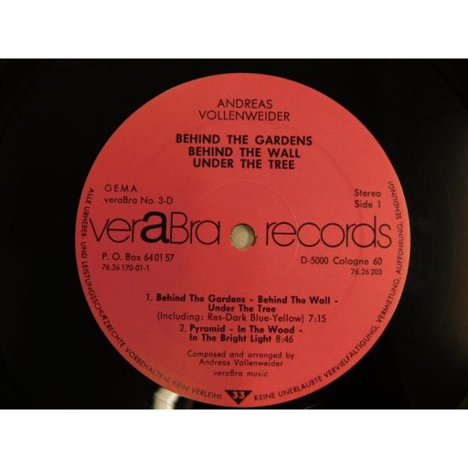 Andreas Vollenweider - Behind The Gardens - Behind The Wall - Under The Tree LP (VG+/VG+) GER. 1981